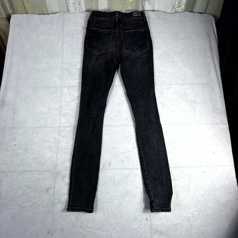 RSQ Manhattan Jeans Womens 0 W24 Black Denim Button Fly High Rise Skinny Leg